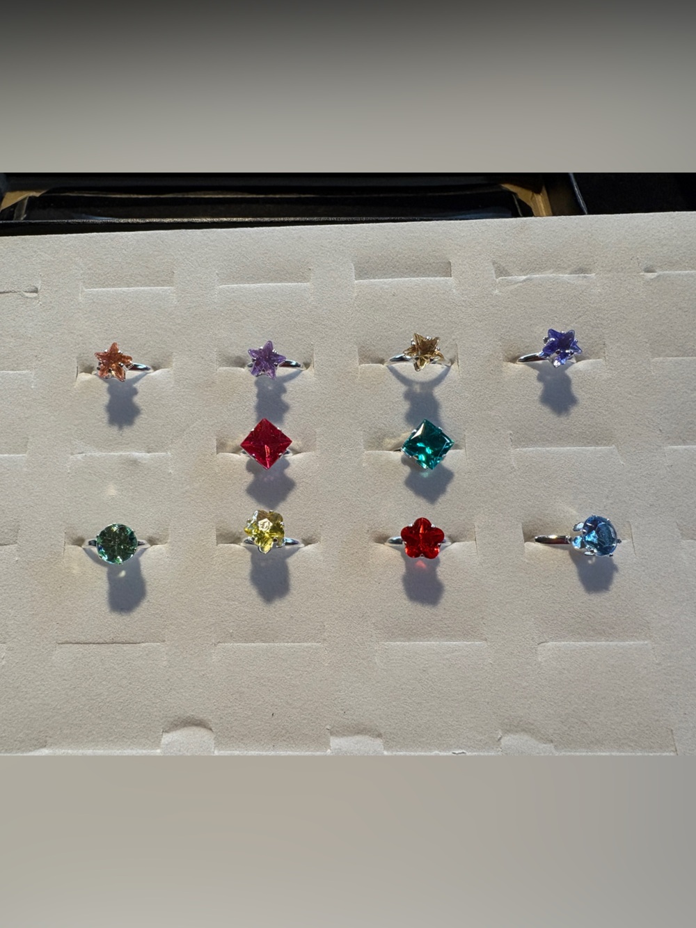 Multi-Color Kids Crystal Fashion Ring Collection - Assorted Gem Styles